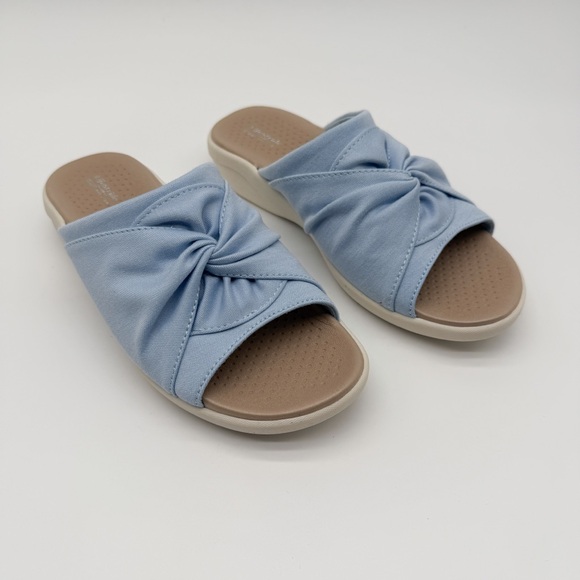 LifeStride BZees Cherish Washable Peep Toe Comfort Slide Sandals Blue 6 NEW - Picture 4 of 14